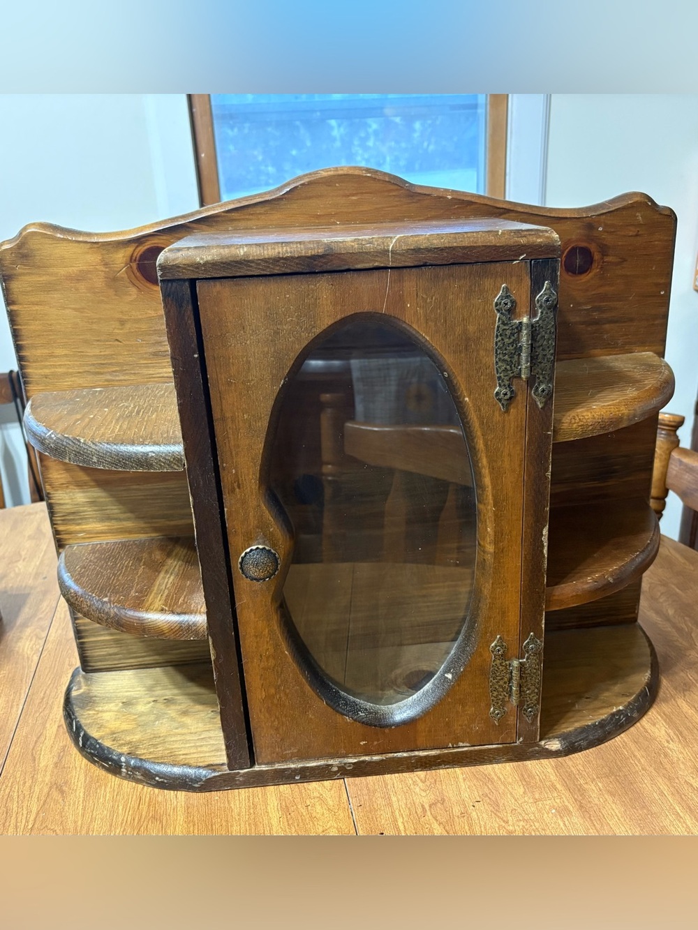 Vintage Wooden medicine cabinet Wall Shelf Cabinet with Oval Glass Door